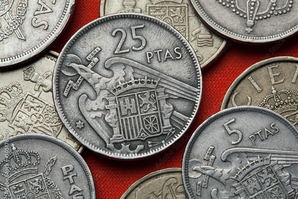 Coins of Spain. Spanish state emblem under Franco Coins of Spain. Spanish state emblem under Franco