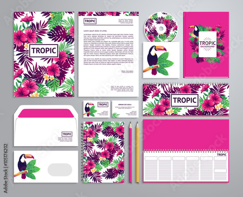 Corporate identity templates in tropical style.