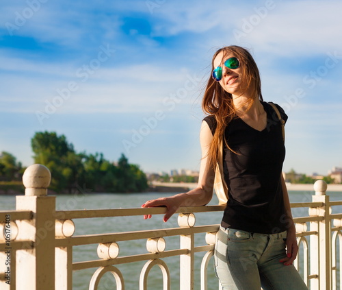 Tanya. tourist blue sky sunglasses photo