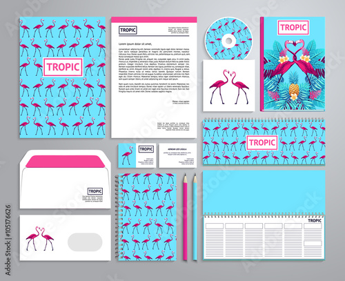Corporate identity templates in tropical style.