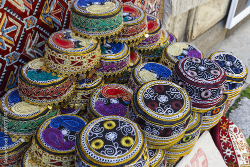 Traditional hats with hand-embroidered Azerbaijan © alexmu