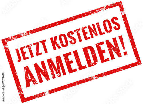 Jetzt kostenlos anmelden stempel rot 