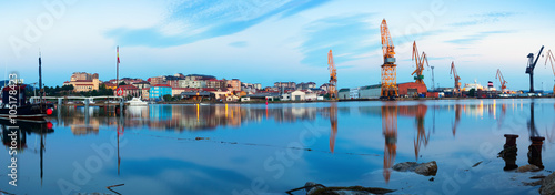 Morning view of  Maliano industrial port. Santander photo