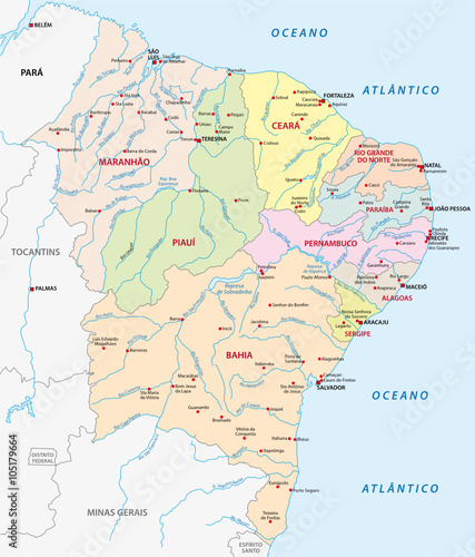 map of the northeast region  brazil