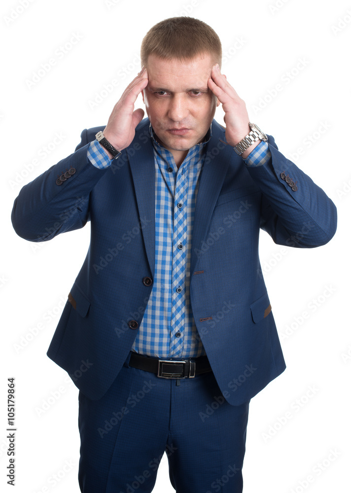 Businessman with headache Closeup Portrait Businessman with headache Closeup Portrait