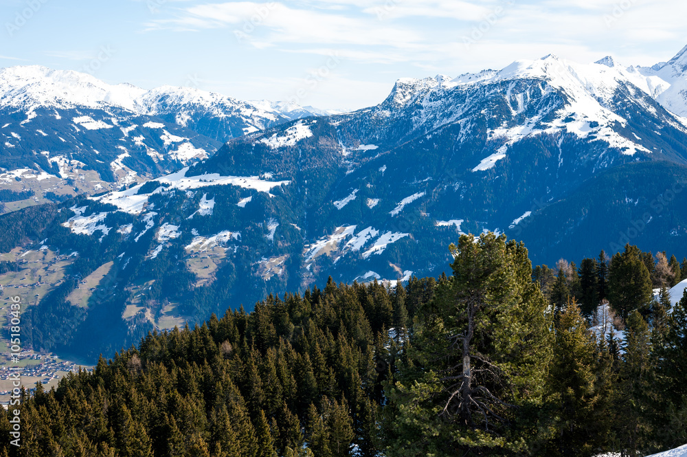 Obraz premium General view of the ski area Mayrhofen - Zillertal, Austria