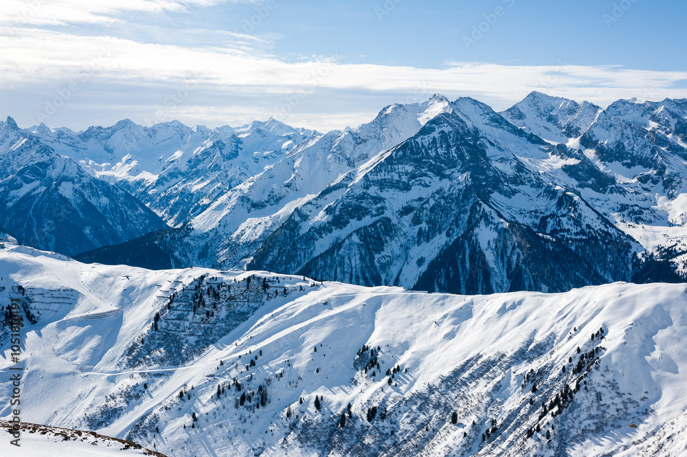 Obraz premium General view of the ski area Mayrhofen - Zillertal, Austria