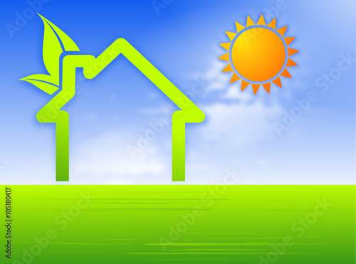 symbole maison écologique verte