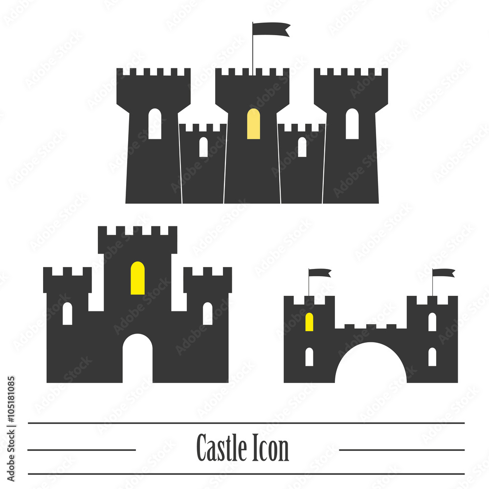 Castle icon. Vector set