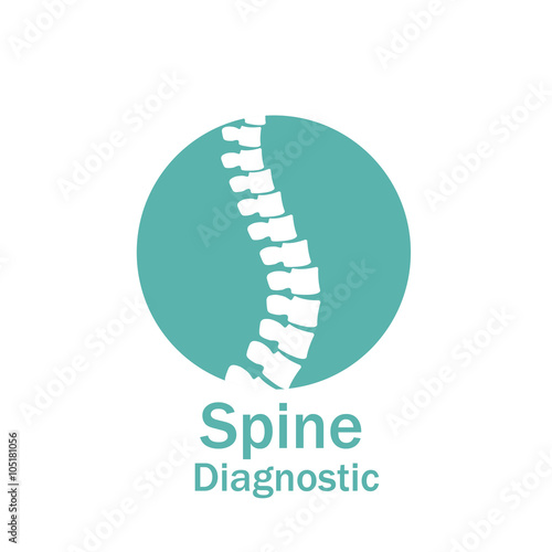 Flat spine icon for orthopedic therapy, diagnostic center.