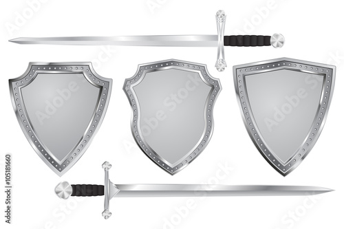 Metal shield with swords.