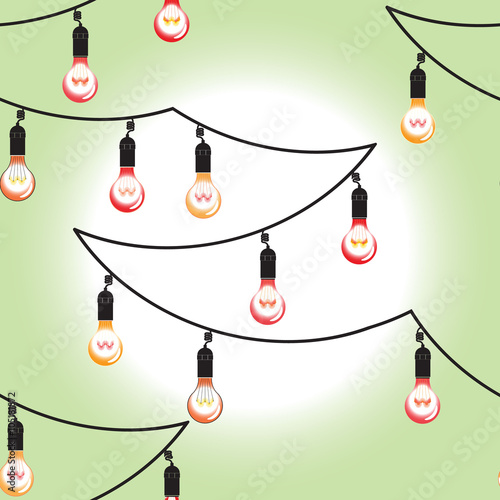 seamless background with garland of light bulbs