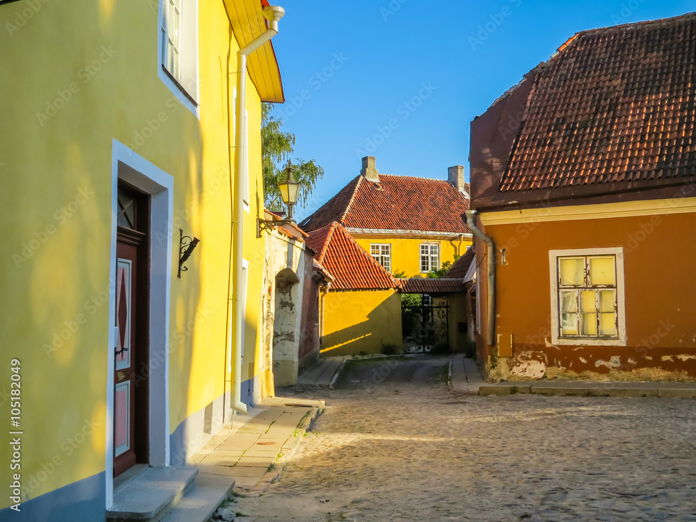 Small street in the Old Town early in the morning. Tallinn, Estonia