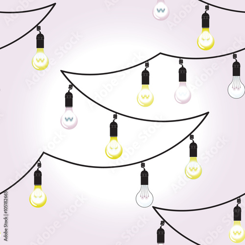 seamless background with garland of light bulbs