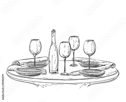 Hand Drawn wares. Romantic dinner for two.