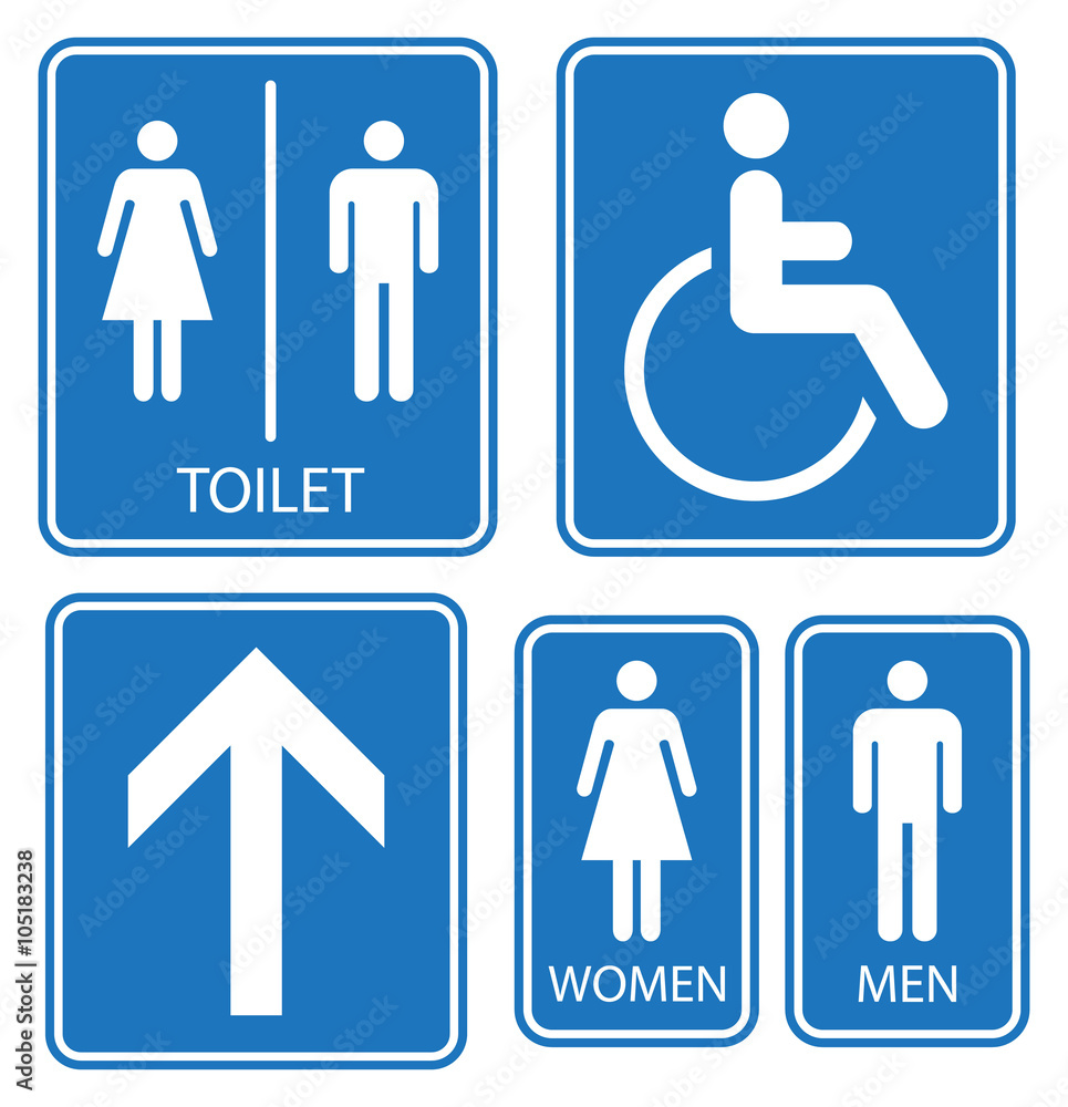 Toilet Sign Set Blue And White Vector Illustration Stock Vector toilet-sign-set-blue-and-white-vector-illustration-stock-vector