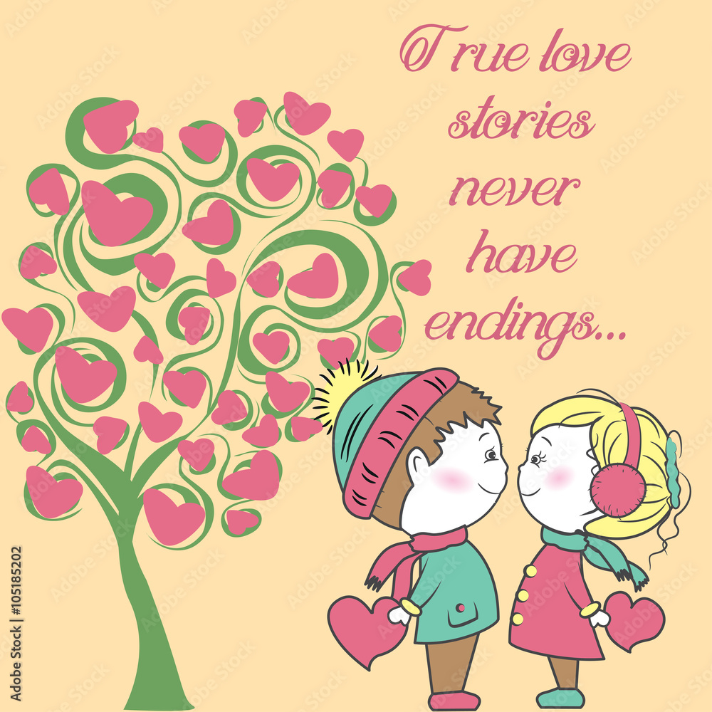 couple in love with a tree of love. couple in love with a tree of love.