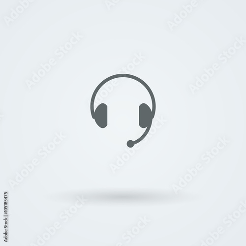 Minimalistic Vector icons big headphones with a microphone.