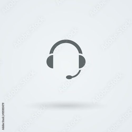 Minimalistic Vector icons big headphones with a microphone.