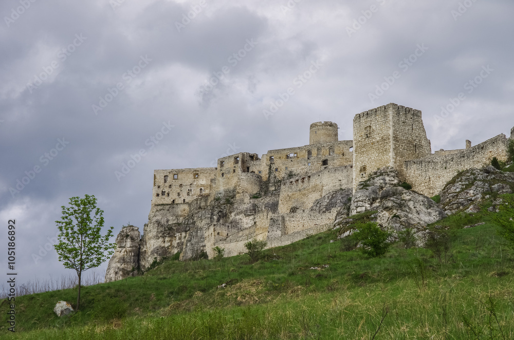 The Spis Castle - Spissky hrad National Cultural Monument (UNESCO) ruins of medieval castle, Slovakia.