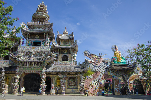 Famous mosaic Linh Phuoc pagoda at Da Lat City, Lam Dong province, Vietnam.