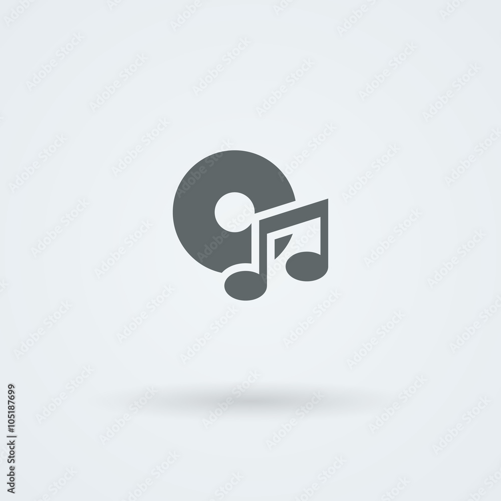 Minimalistic music icon. Disk and a note. Minimalistic music icon. Disk and a note.