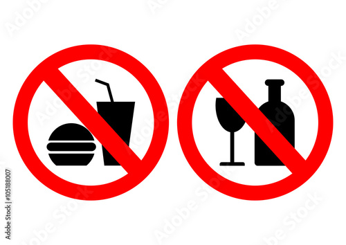 Set of icons forbidding food