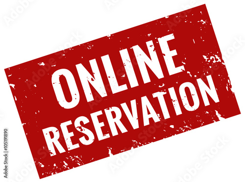 Online reservation stamp red grunge
