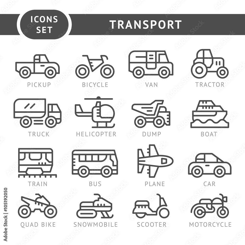 Set line icons of transport Set line icons of transport