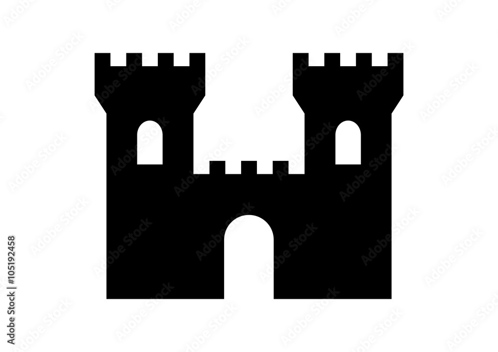 Black castle icon on white background Black castle icon on white background