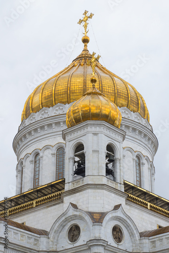 The dome of the Cathedral of Christ the Savior a cloudy day. Moscow