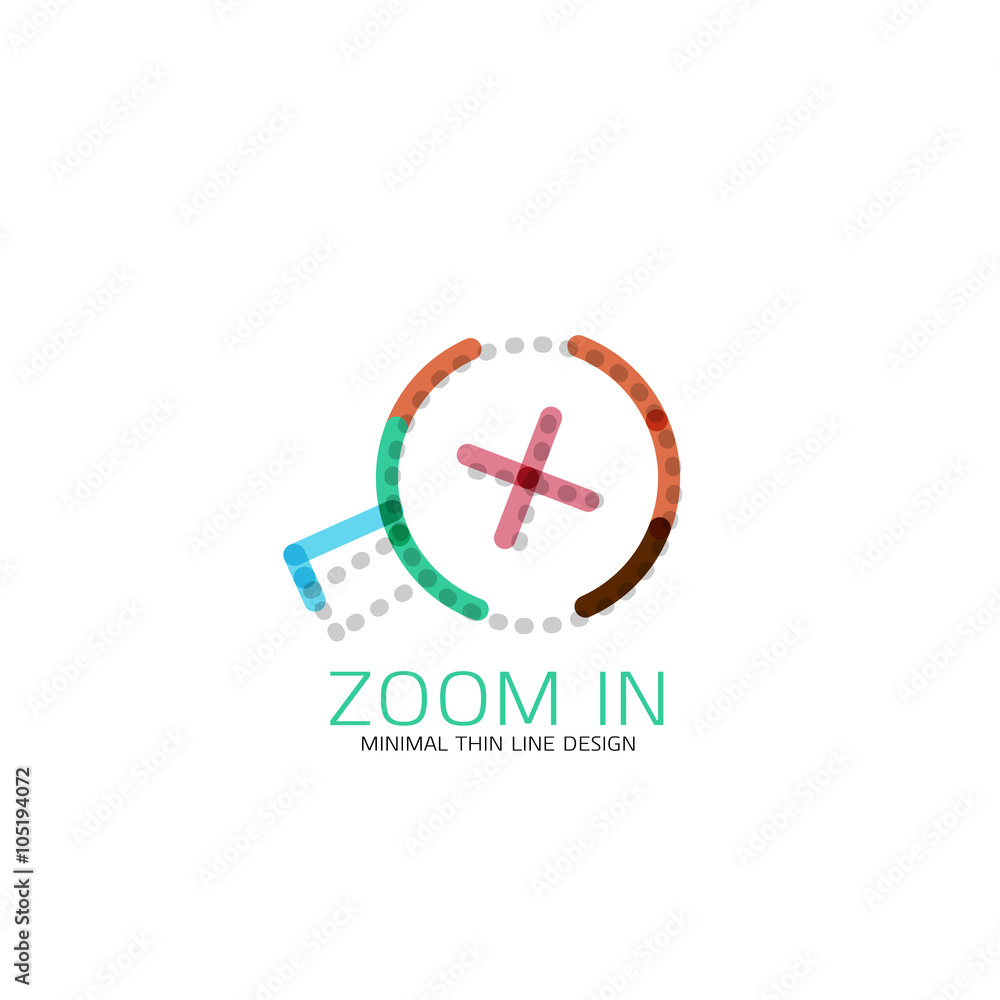 Vector thin line design logo magnifying glass, search and find or zoom logotype concept. Linear minimalistic business icon Vector thin line design logo magnifying glass, search and find or zoom logotype concept. Linear minimalistic business icon