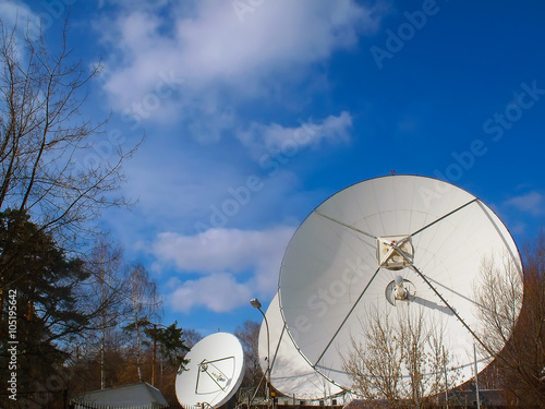 Satellite dishes in park