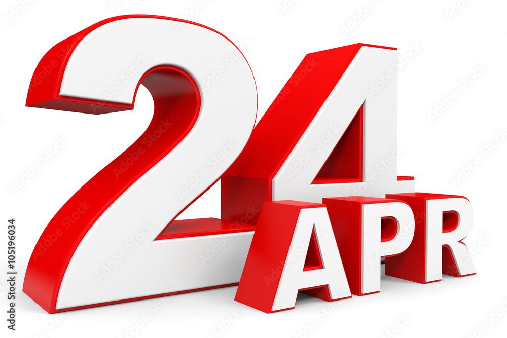 April 24. 3d text on white background. April 24. 3d text on white background.