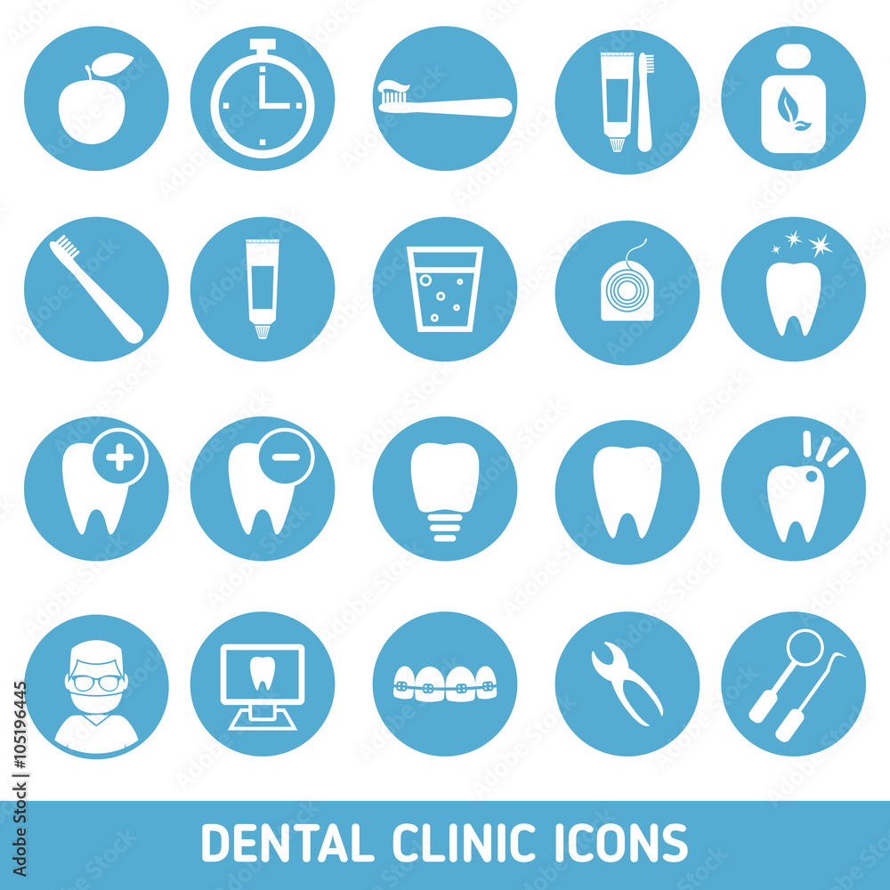 Set of dental clinic icons.