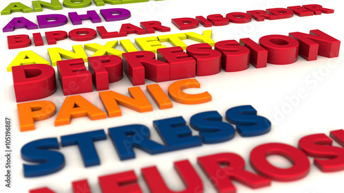 Fotografie 3D text mental disorders