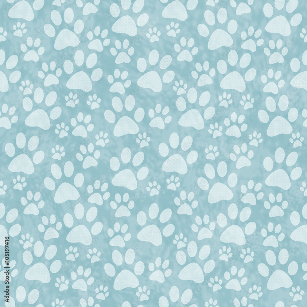 Blue Doggy Paw Print Tile Pattern Repeat Background