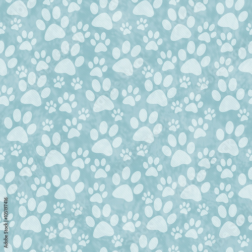 Blue Doggy Paw Print Tile Pattern Repeat Background