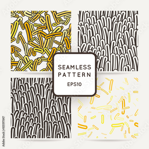 Set of four seamless vector patterns of amoebae and other protozoa bacilli.