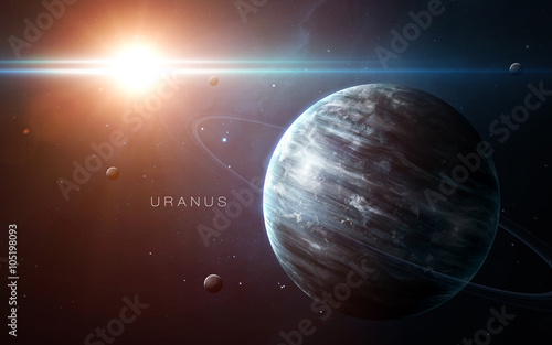 Fototapeta Naklejka Na Ścianę i Meble -  Uranus - High resolution 3D images presents planets of the solar system. This image elements furnished by NASA.
