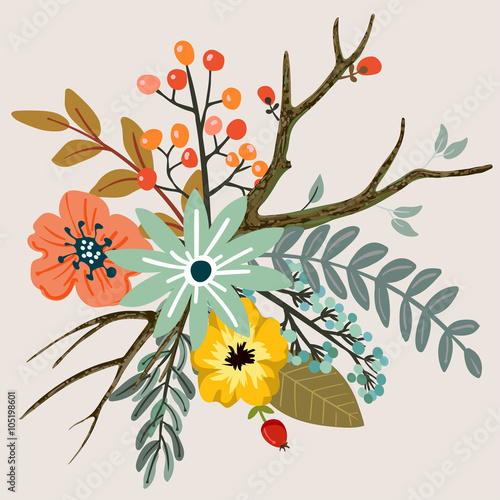 Botanical floral bouquet