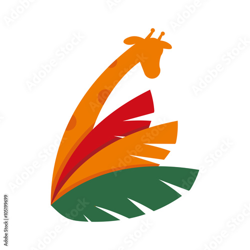 Giraffe Safari Zoo Travel Holiday Logo Sign