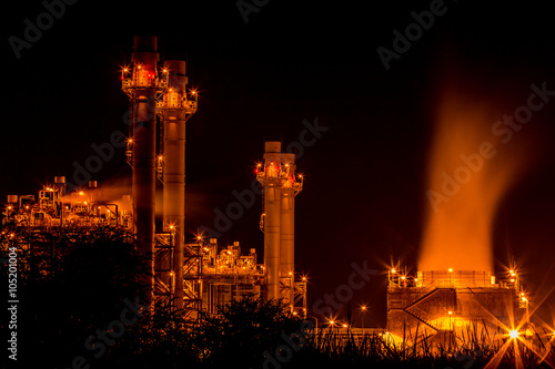 Twilight photo of power plant industrial 
