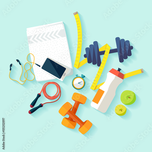 Fitness flat poster.