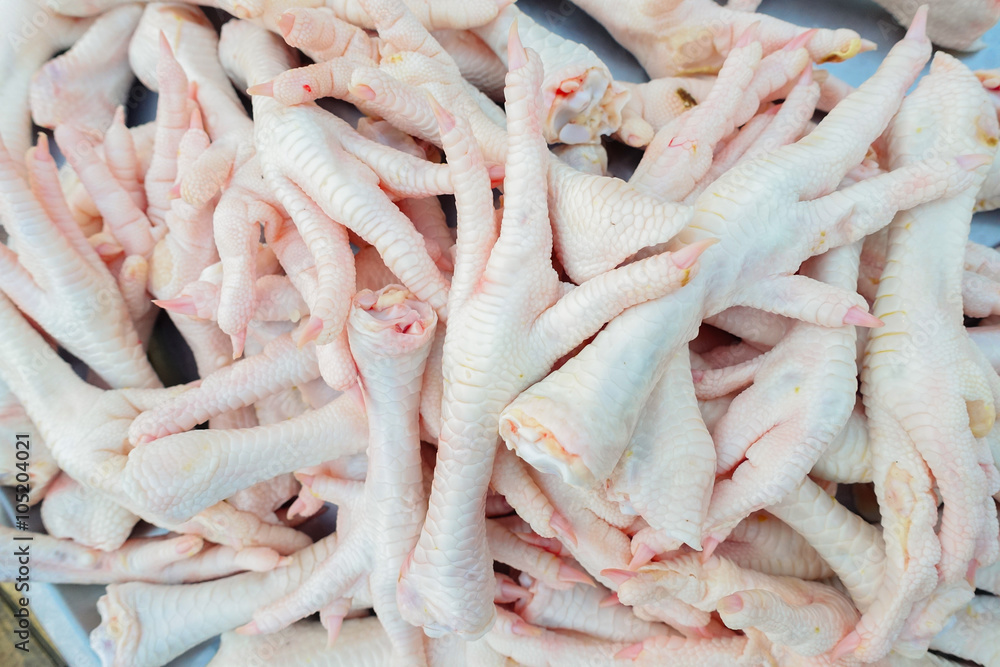 Fresh chicken foot in the markets Fresh chicken foot in the markets