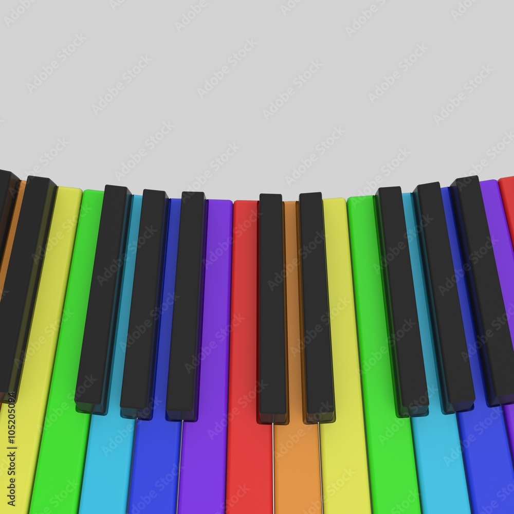 piano keyboard in rainbow colors piano keyboard in rainbow colors