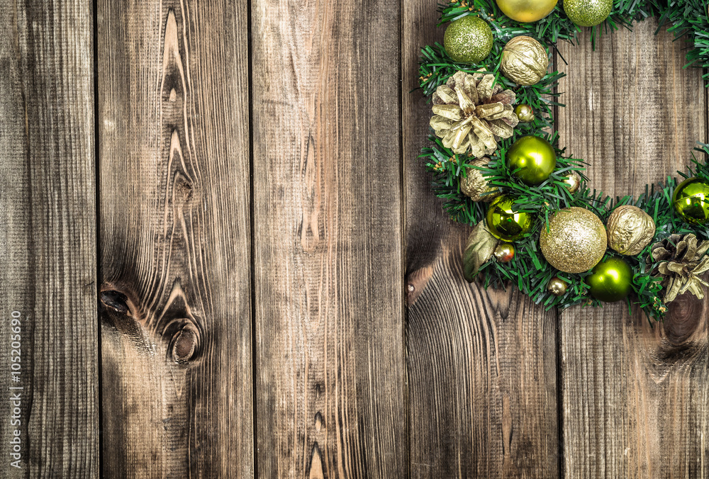 Fototapeta premium Christmas border from christmas wreath useful as christmas decoration