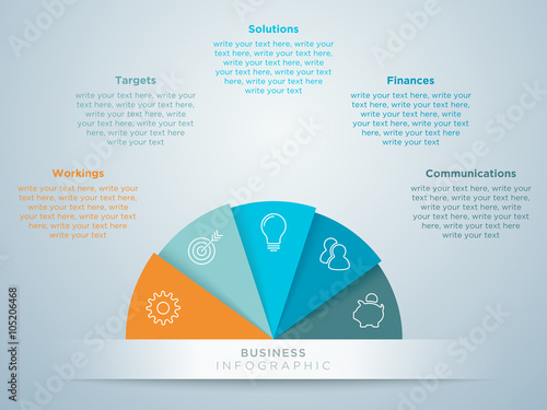 Infographic Semi Circle With Business Icons photo