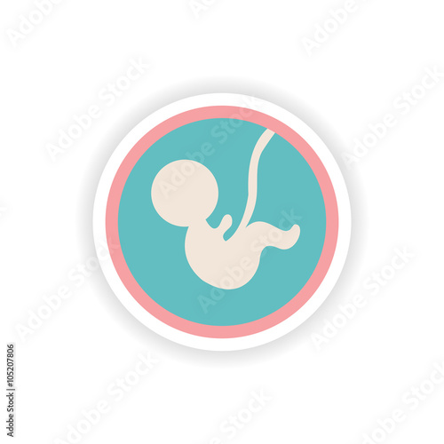 paper sticker on white background child in womb