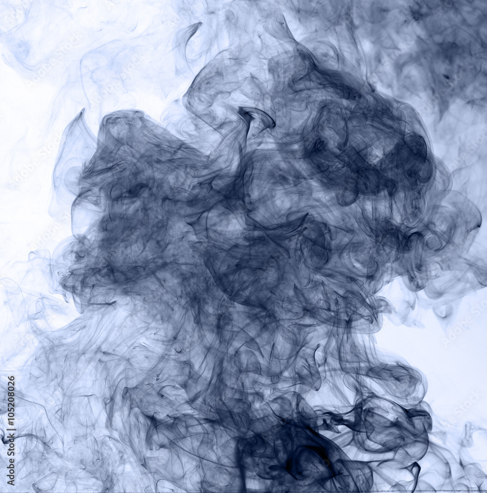 blue smoke on a white background. inversion blue smoke on a white background. inversion